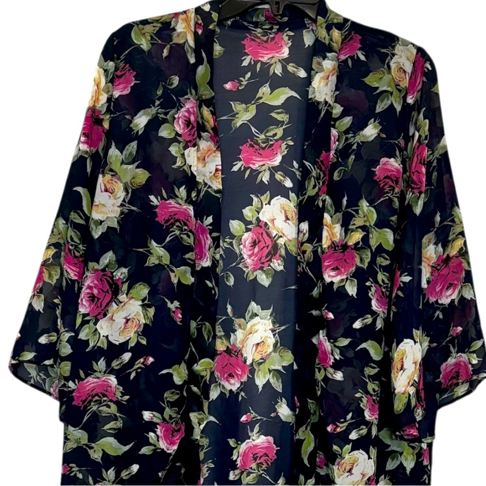 Floral Swimsuit cover Up Kimono Cardigan - Picture 2 of 3